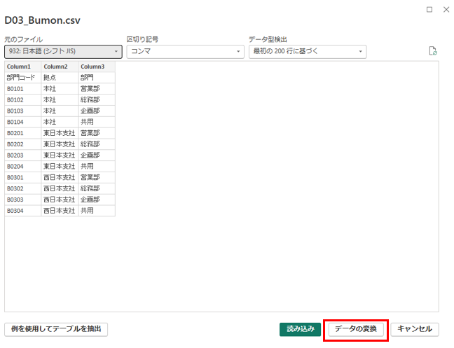 PowerBI講座4　Q&A 1行目をヘッダ項目にしたいとき　画像1